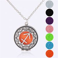 Zodiac Sign Sagittarius Pendant Necklace for Aromatherapy Essential Oil Fragrance Diffuser Pendant Locket Jewelry Chain Copper Perfume Necklace with 5 Refill Pads