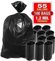 Heavy Duty 100 PK Black Trash Bags - 55 Gallon Black Bags for Garbage, Storage - 1.2 Mil Thick, 35"Wx55"H Industrial Grade Trash Bags for Construction, Yard Work, Commercial Use - by Tougher Goods