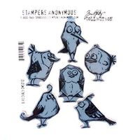 Stampers Anonymous Tim Holtz Cling Rubber Bird Crazy Stamp Set, 7 x 8.5