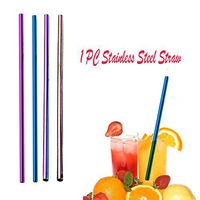 Swyss 1 PC 6mm Diameter Stainless Steel Straws,Replacement Reusable Metal Drinking Straws Washable (Rose Gold, straight 26.7cm)