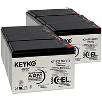 Battery 12V 12Ah - Fresh & Real 14.0 Amp - Gel Deep Cycle AGM/SLA Designed for Generic Use - Genuine KEYKO KT-12120 HRT - F2 Terminal - 6 Pack
