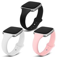 Kmasic Compatible Versa Bands 3 Pack, Narrow Slim Soft Silicone Small Replacement Wristband for Versa/Versa Lite Edition Women Men, Black/White/Pink, Small