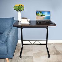 Akway Mobile Laptop Desk Cart 31.5 x 15.7 inches Height Adjustable Rolling Cart Laptop Stands Bed Table for Eating and Laptops, Black