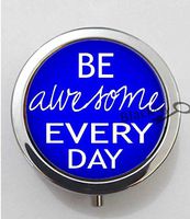 BlackKey Be Awesome Today Words 3-Compartment Decorative Pocket Gift Box Case Organizer for Pill, Color 1 -477