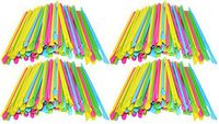 Set of 400 Straw Spoons! Bright Colors - Pink, Green, Blue, Yellow - Measures - 8inLx.25inD - Perfect for Milkshakes, Shaved Ice, Kid's Parties, Root Beer Floats and More!
