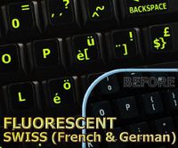 GLOWING FLUORESCENT SWISS NEW KEYBOARD LABELS
