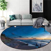 RUGSMAT Driftwood Machine Washable Round Bath Mat,The Moon in The Sky Lake Coffee Table Mat Non-Skid Living Room Carpet Round-71