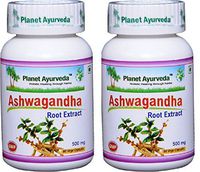 Planet Ayurveda Ashwagandha, 500mg Veg Capsules - 2 Bottles