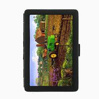 Perfection In Style Black Color Metal Cigarette Case Vintage Farm Design 014