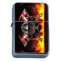 Firefighter Fireman American Hero Flip Top Oil Lighter S18 Smoking Cigarette Smoker Includes Silver Case