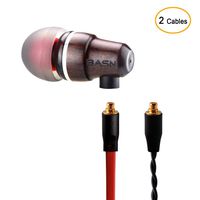 BASN Wood Earphones with HD Clear Crisp Sound in-line Microphone Noise Isolation Deep Bass Headphones