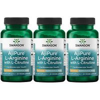 Swanson Amino Acid Ajipure L-Arginine with L-Citrulline 60 Veg Capsules (3 Pack)