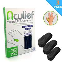 Aculief - Award Winning Natural Headache, Migraine and Tension Relief - Wearable Acupressure - Stress Alleviation - Simple, Easy & Effective - 3 Pack (Black)
