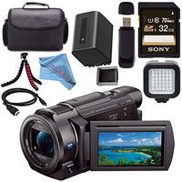 Sony FDR-AX33 FDRAX33 4K Ultra HD Handycam Camcorder + Rechargable Li-Ion Battery + Sony 32GB SDHC Card + Carrying Case + Tripod + HDMI Cable + Card Wallet + Card Reader + Fibercloth Bundle