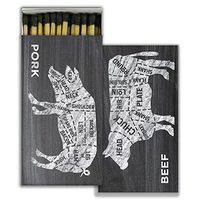 HomArt Large Decorative Candle and Fireplace Wood Matches | Cow Pig Butcher | Set of 3