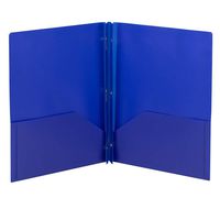 Smead Poly Two-Pocket Folder, Three-Hole Punch Prong Fasteners, Letter Size, Blue, 3 per Pack (87731)