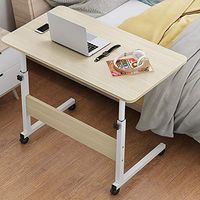 Adjustable Overbed Bedside Table with Wheels Hospital and Home Use, Laptop Table for Bed, Locking Caster Wheels, Trays for Eating, Mobile Desk Cart (Color : A, Size : 60x40cm)