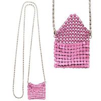 Aromatherapy Essential Oils Diffuser Necklace for Women - Metallic Mesh Mini Envelope Purse Pendant on Long Silver Chain - 10 Washable Phelt Insert Refill Pads Included - Great Gift (PINK)