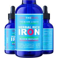 #1 Rich Iron + Natural 12-in-1 Herbal Minerals Complex, Vegan Iron Liquid Supplement for Anemia, Brain & Blood Builder - 120 Servings All Ages l Fast Acting Tincture l Ginger, Gotu Kola, Oregano +