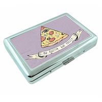 Pizza Trust Em1 Hip Silver Cigarette Case Id Holder Metal Wallet 4" X 2.75" RFID Protection