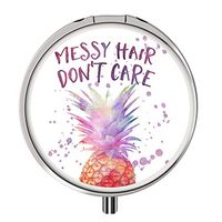 Pill Case - Compact 3 Compartment Medicine Organizer, Customized Round Pill Box for Pocket Traveling and Daily Needs - Pineapple