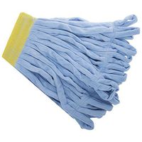 HUBERT Microfiber Mop Head with 5"W Headband Small Looped End Blue Set of 3
