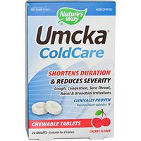 Natures Way Umcka ColdCare Cherry Flavor Chewable Tablet - 20 per Pack - 3 Packs per case.