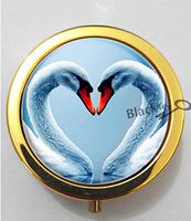 BlackKey Swan Pattern 3-Compartment Decorative Pocket Gift Box Case Organizer for Pill, Color 2 -895