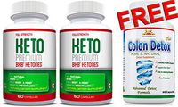 Potent Keto PREMIUM Pills, 60 Capsules, 2 Bottles Combo Plus 1 Free Colon Detox = 3 Bottles Natural Fat Burner, Weight Loss, Perfect Ketosis, Enhance Mental Focus & Clarity
