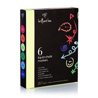 Brilliant Bee - 6 Pack of Liquid Chalk Markers - Rainbow Colors - Reversible Chisel and Round Tip