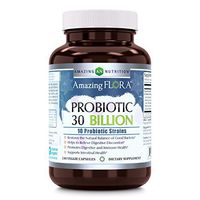 Amazing Flora Probiotic 30 Billion with 10 Best Probiotics Strains Including Acidophilus, plantarum, rhamnosus etc * Supports Digestive & Immune Health * Veggie Capsules (240 Count)