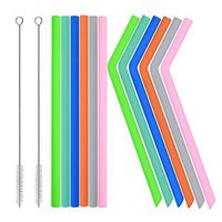 Silicone Drinking Straw Reusable for 20 to 30 oz Cup Tumblers 12 Pack Straight Elbow Extra Long Straw BPA Free with 2 Cleaning Brush with Bag