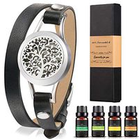 Aromatherapy Essential Oil Leather Diffuser Bracelet w/Tea Tree, Lemongrass, Orange and Peppermint -10ML/pcs, Unique Gift Ideas for Women, Girls, Friend, Mom at Anniversaries, Birthday and Christmas