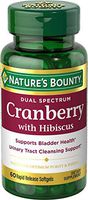 Nature's Bounty Cranberry Pills and Hibiscus Herbal Health Supplement, Supports Urinary Health, 60 Softgels
