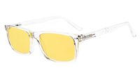 Eyekepper Mens Anti-Glare Computer Eye Strain Glasses for Screen Reading, Gaming and Office. More than 80% Blue Light Blocking (Transparent Frame, Yellow Tint Lens +4.00)