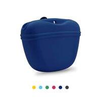AUDWUD- Silicone Dog Treat Training Pouch - Clip on Portable Training Container - Convenient Magnetic Buckle Closing and Waist Clip - 100% FDA Certified Food Grade Silicone & BPA Free (Navy Blue)