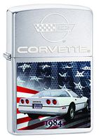 Zippo Lighter Chevy Corvette 1984 Brushed Chrome