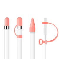 ZOVER [4-Piece] Compatible with Apple Pencil Silicone Pencil Caps Nib Cover and Cable Adapter Tether Replacement, if Applicable iPad Pro 9.7" 10.5" 12.9"-Pink