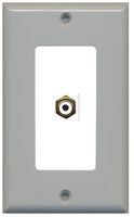 RiteAV - 1 RCA White for Subwoofer Audio Port Wall Plate Decorative - Gray & White - Bracket Included