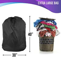 Nylon Laundry Bags choose size and colors - sturdy rip and tear resistant nylon material with drawstring closure machine washable (30"X40", Black)
