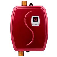 Electric Tankless Instant Hot Water Heater,3800w Mini Constant Temperature Instant Hot Water for Faucet Shower Kitchen Heating 3 Seconds Hot Water System US/EU Plug,Red,US