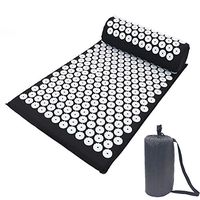 Acupressure Mat and Pillow Massage Set,Full Body Massager Yoga Acupuncture Mat Cushion for Sciatica,Trigger Point Therapy, Stress Relief and Muscle Relaxation,Black,A+B