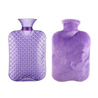 Classic Rubber Transparent Hot Water Bottle 2 Liter with Cover for Pain Relief Cold Therapy #34