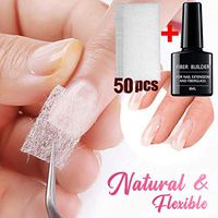 Clear Nail Gel Nail Extension Gel +50PCS Nail Care Fiberglass Silk Nails Wrap Stickers, Professional Nail Enhancement Thickening Gel Nail Art Tools Hybrid Gel