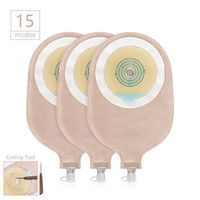 Carbou 15 One-Piece Urostomy Bag Drainable Pouches with Measure Card,Cutting Tool for Colostomy Ileostomy Stoma Care, Cut-to-Fit, FDA Approved