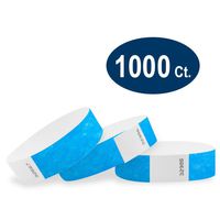 WristCo Neon Blue 3/4" Tyvek Wristbands - 1000 Pack Paper Wristbands for Events