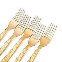 BalsaCircle 48 pcs 7-Inch long Gold Hammered Design Plastic Forks - Disposable Wedding Party Catering Tableware Discounted Supplies