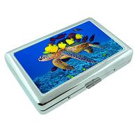 Sea Life Ocean Coral Tropical Fish S2 Silver Cigarette Case Metal Wallet Id Holder King & 100's 4" X 2.75" RFID Protection