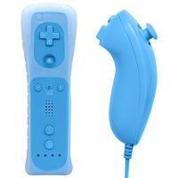 Wii U Remote Controller, Remote Controller and Nunchuk Controller with Silicon Case and Wrist Strap for Nintendo Wii and Wii U. (Blue)