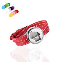 constantlife Multi-Design Red Genuine Leather Band Fragrancy Diffuser Bracelet for Lady -316L Stainless Steel Essential Oil Diffuser Lockets for Girl (Silver-Red Home)
